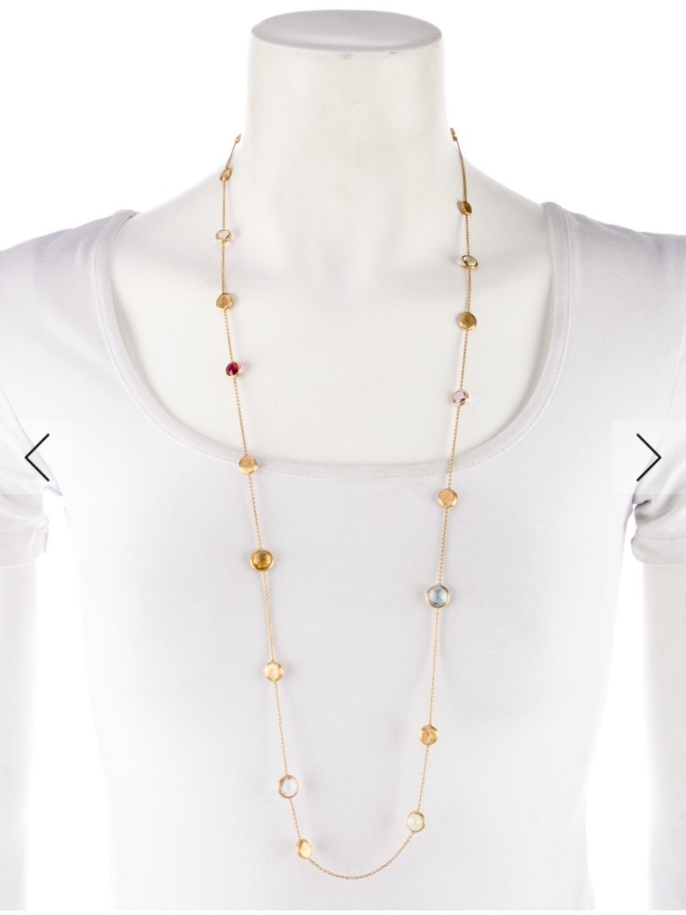 Marco Bicego 18k  Gold Long Station Necklace with Multicolor Gem Accents